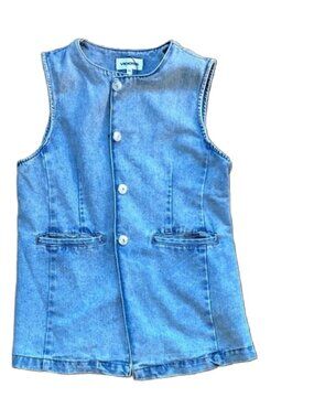 VIGOSS Denim Jean Vest with Silver Fashion Buttons